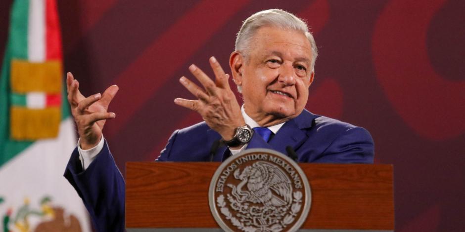 Presidente López Obrador durante la conferencia matutina de Palacio Nacional.