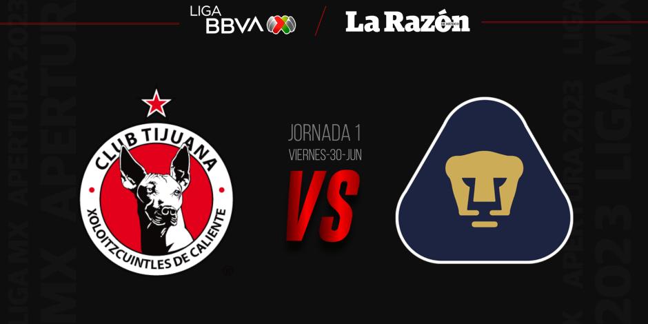 Xolos y Pumas inician el Torneo Apertura 2023 de la Liga MX con su choque en Tijuana