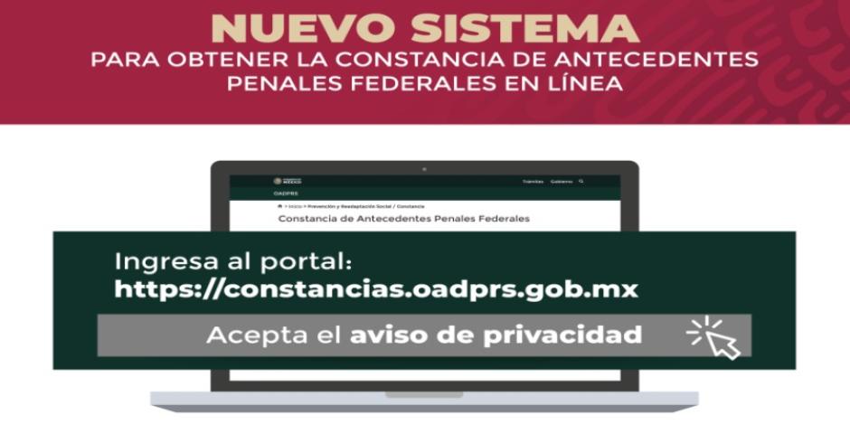 Mexicanos podrán obtener constancia de antecedentes penales en línea.