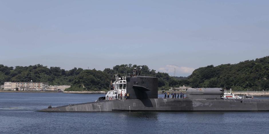 El submarino nuclear USS Kentucky hace su primera escala en el puerto de Busan, Corea del Sur, ayer.