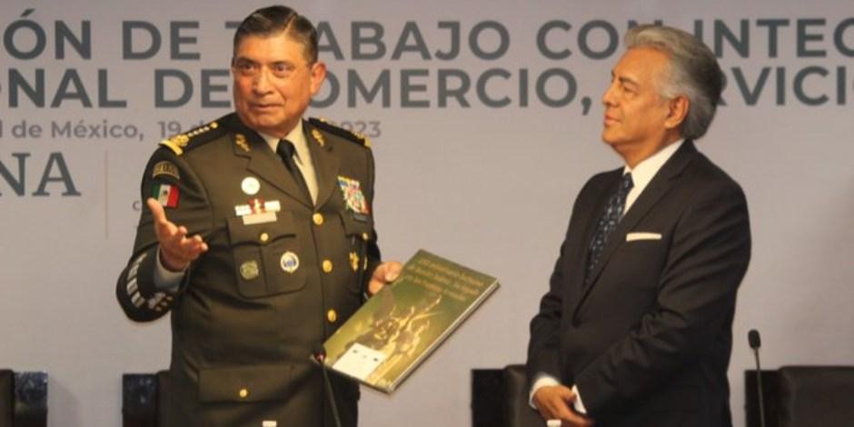 Canaco-CDMX se reúne con titular de Sedena y Alto Mando Militar para sumar esfuerzos.