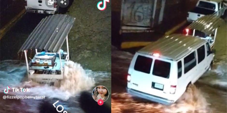 'El héroe de México': Conductor de camioneta salva a carrito de elotes durante una inundación.