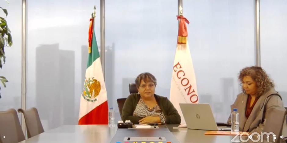 Raquel Buenrostro, secretaria de Economía, en diálogo en línea con Empresarios por la Cuarta Transformación, ayer.