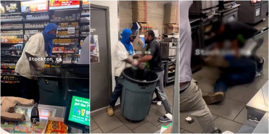Trabajadores de 7-Eleven dan una paliza a un ladrón de cigarros | VIDEO.