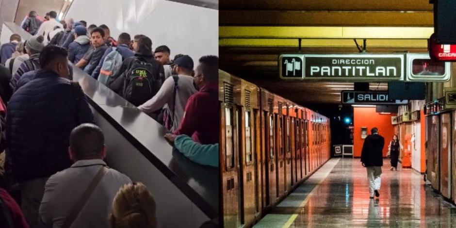 Escaleras eléctricas del Metro Pantitlán enloquecen y cambian de sentido; usuarios corren para no caer.