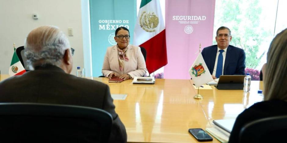 Rosa Icela Rodríguez se reúne con Miguel Ángel Navarro, gobernador de Nayarit.