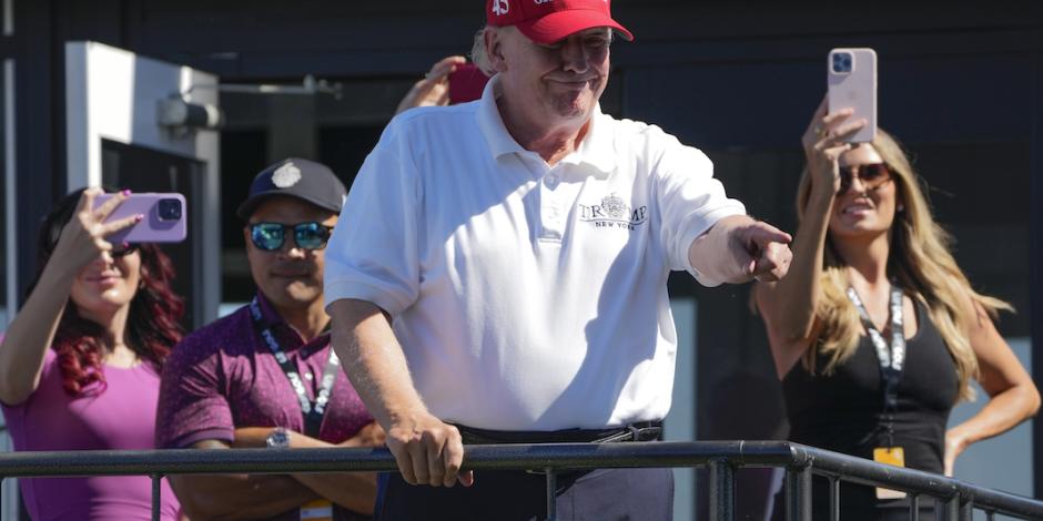El exmandatario Donald Trump, durante una plática con simpatizantes en su campo de golf en Nueva Jersey el pasado 13 de agosto.