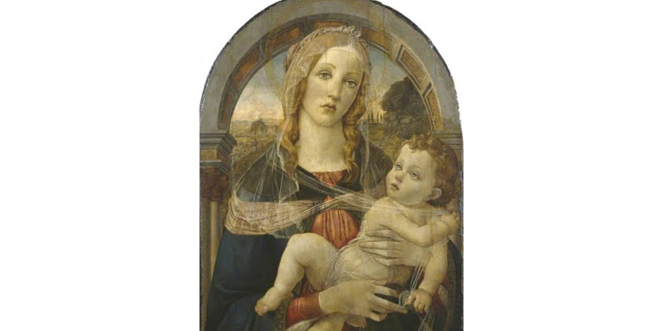 Umberto Guinti, Virgen del velo o Virgen con niño  (falsificación a la manera de Sandro Botticelli),  óleo sobre tabla, ca. 1920, The Courtauld Institute.
