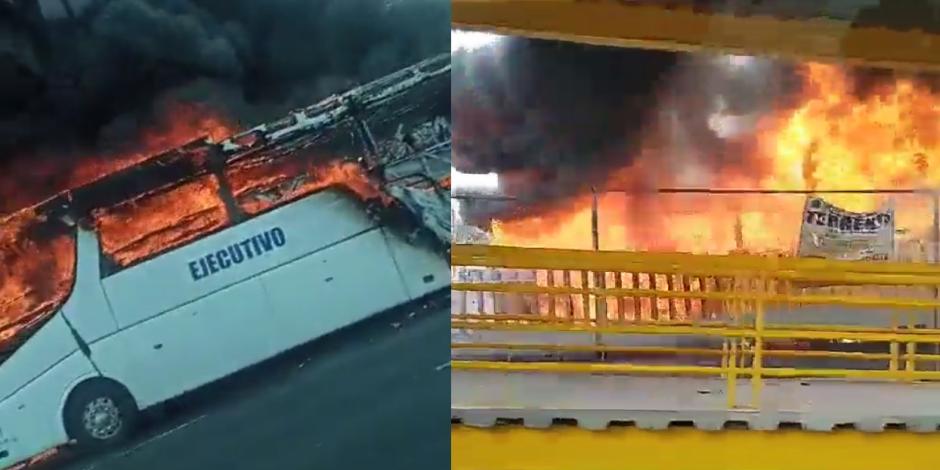 Camión se incendia en la México-Puebla.