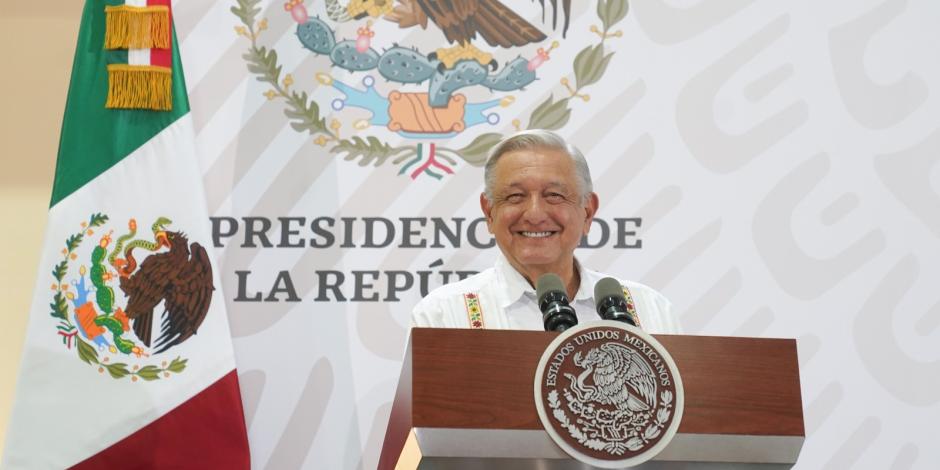 El presidente López Obrador, el viernes, durante su mensaje por el Quinto Informe de Gobierno.