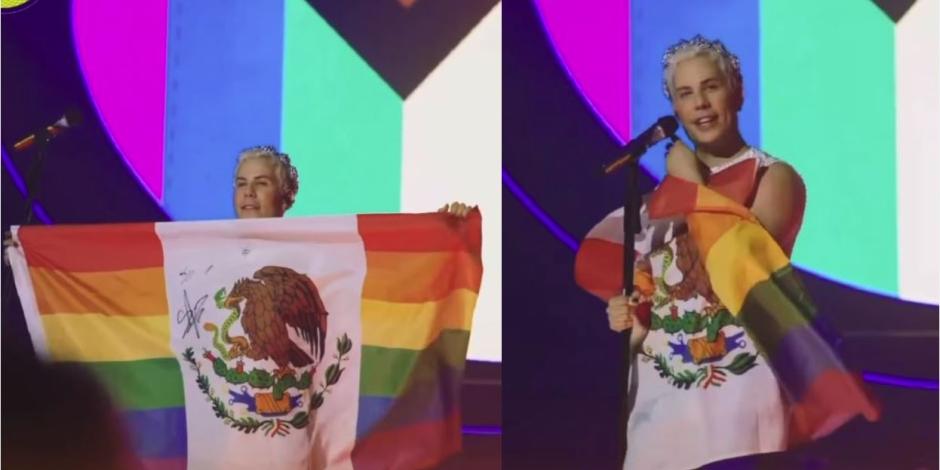 Tunden a Christian Chávez por sacar bandera de México con colores LGBT+ en concierto de TBD