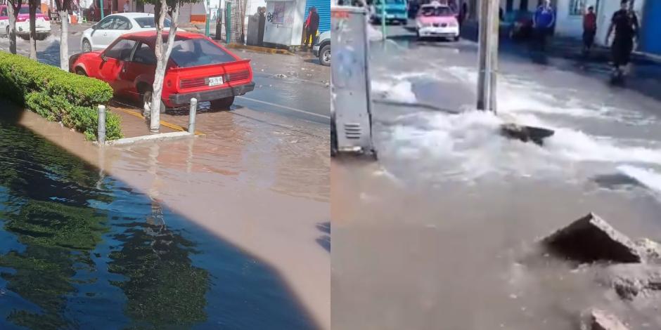 Mega fuga de agua en la  colonia Martín Carrera, en la alcaldía Gustavo A. Madero, provoca se forme un río que inunda a decenas de casas y negocios.