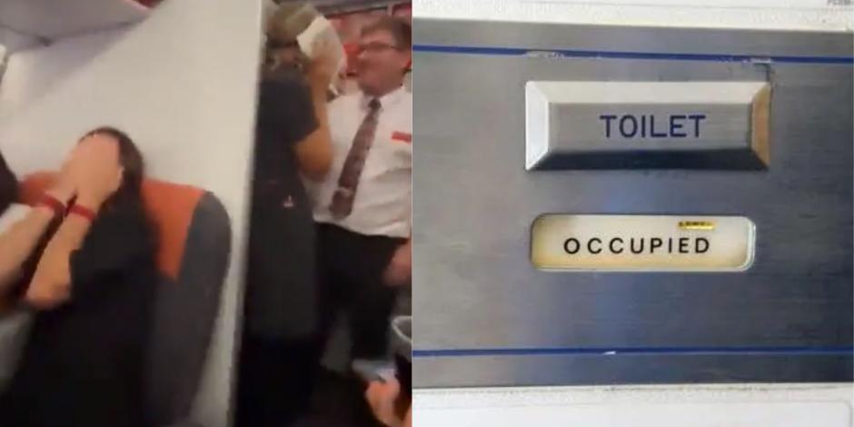 Video de la pareja descubierta teniendo relaciones íntimas en un baño de un avión en pleno vuelo