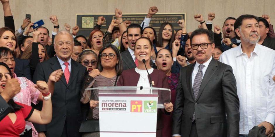 Claudia Sheinbaum llama a legisladores de Morena, PT y PVEM a sumar esfuerzos.