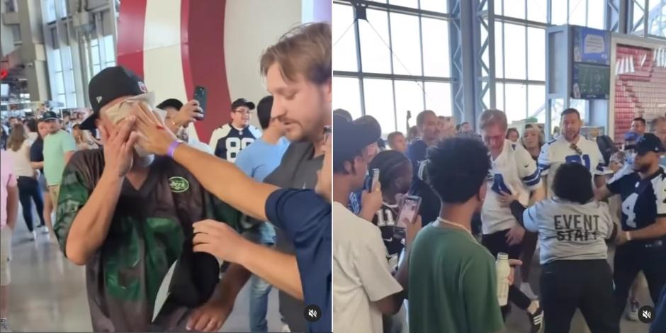 Aficionados de Cowboys y Jets protagonizan brutal pelea dentro del estadio de Dallas