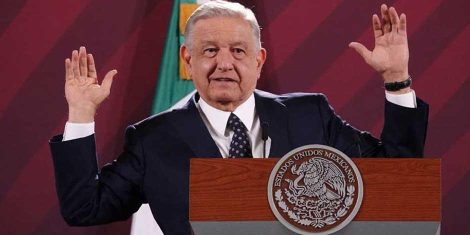 Presidente López Obrador durante una conferencia matutina en Palacio Nacional.