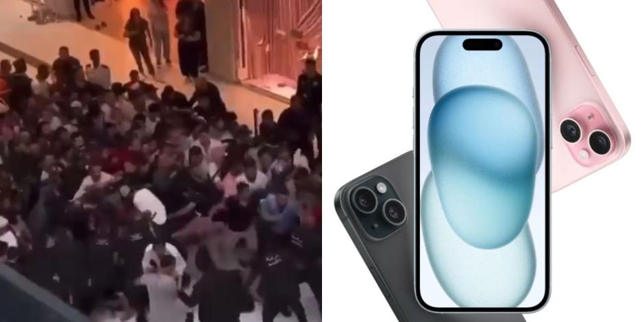 Se pelean por el nuevo iPhone 15 en Dubai.