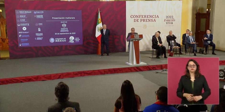 La secretaria de Seguridad y Protección Ciudadana, Rosa Icela Rodríguez, resalta los logros en la mejora del ISSSTE.