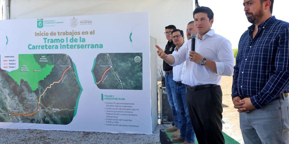 Gobernador inicia construcción de Carretera Interserrana, proyecto clave para conectar el sur de Nuevo León con Monterrey.