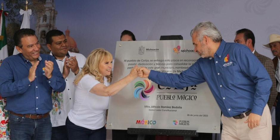 Presidenta municipal de Cotija, Yolanda Sánchez, reconoce esfuerzo del gobernador de Michoacán, Alfredo Ramírez Bedolla, para su liberación.