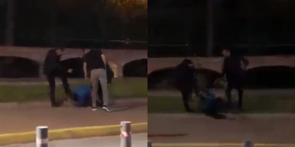 Atacan a golpes a joven afuera de bar en Cholula, Puebla.