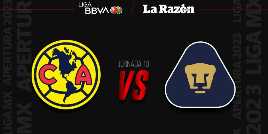América y Pumas chocan en la Jornada 10 del Apertura 2023 de la Liga MX