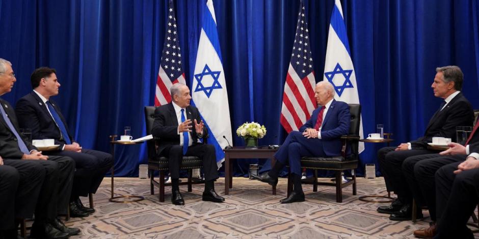 El presidente de Estados Unidos Joe Biden (der.) y el primer ministro de Israel, Benjamín Netanyahu (izq.), en un encuentro en Nueva York en septiembre de 2023.