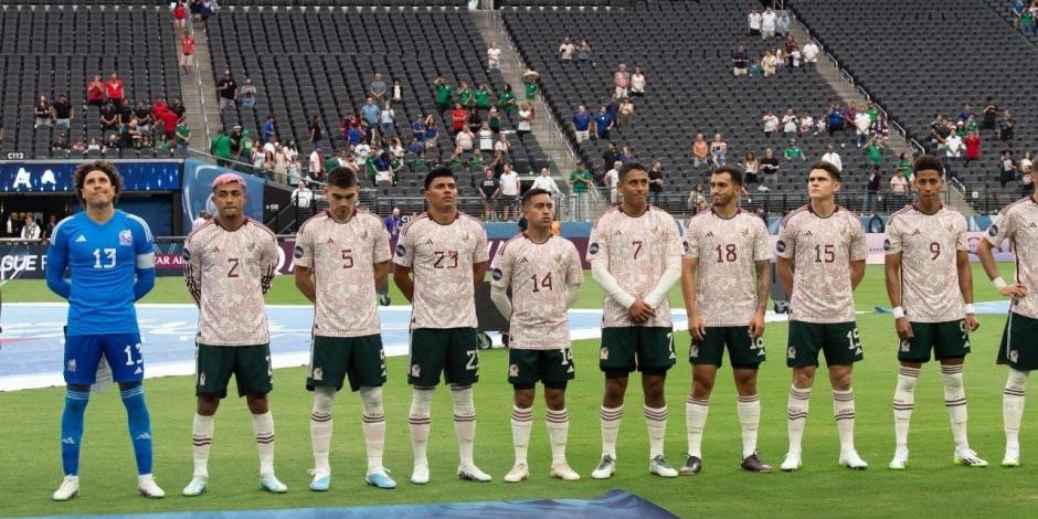 Futbolistas de la Selección Mexicana antes de un partido.