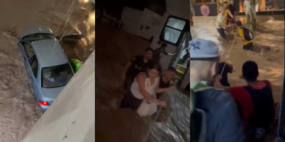 Se registran inundaciones en Puerto Vallarta tras una fuerte tormenta.