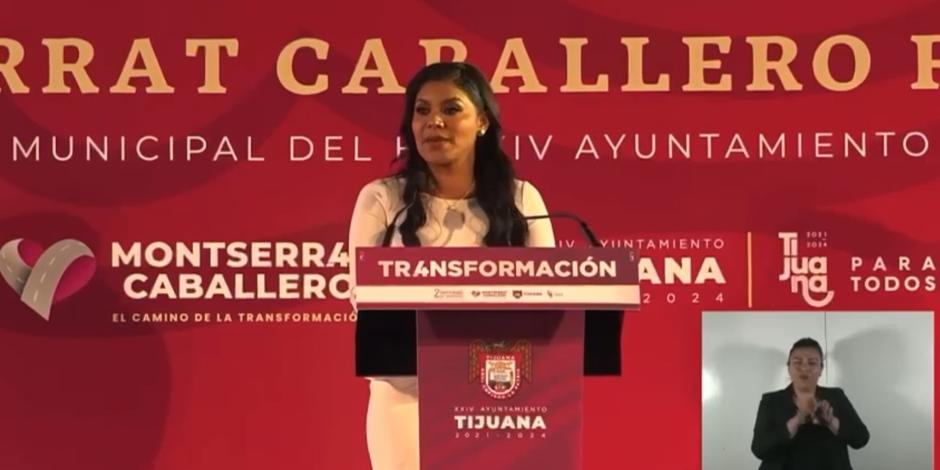 Montserrat Caballero, durante su segundo informe de Gobierno.