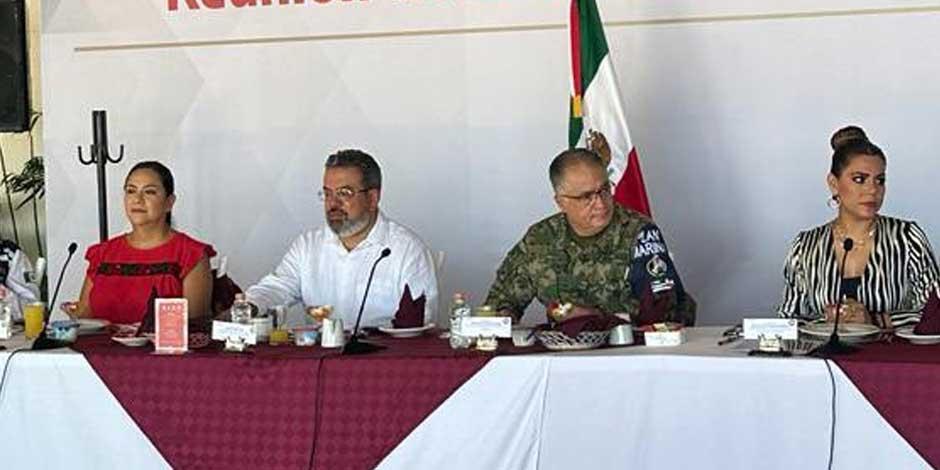 Titulares de PC, SICT y Bienestar, acompañados de la gobernadora de Guerrero, celebraron una reunión para evaluar los daños dejador por la tormenta ‘Max’