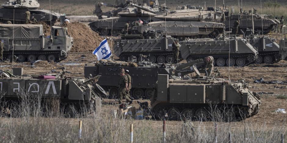 Soldados israelíes, cerca de la frontera con la Franja de Gaza, en días recientes.