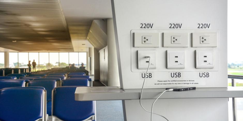 Puertos USB en los aeropuertos.