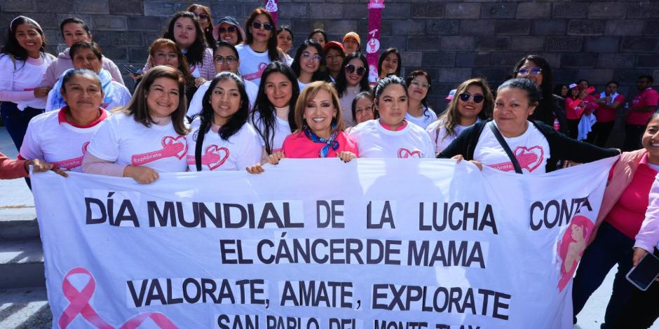 La gobernadora de Tlaxcala, Lorena Cuéllar, destacó la importancia de las acciones que se llevan a cabo en el estado y en el país por el Día Internacional de la Lucha contra el Cáncer de Mama,