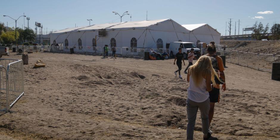 Albergue provisional para migrantes en Ciudad Juárez.