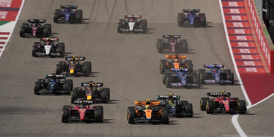 Los pilotos al inicio de la carrera del Gran Premio de Estados Unidos de Fórmula 1 en el Circuito de las Américas, el domingo 22 de octubre de 2023, en Austin, Texas.
