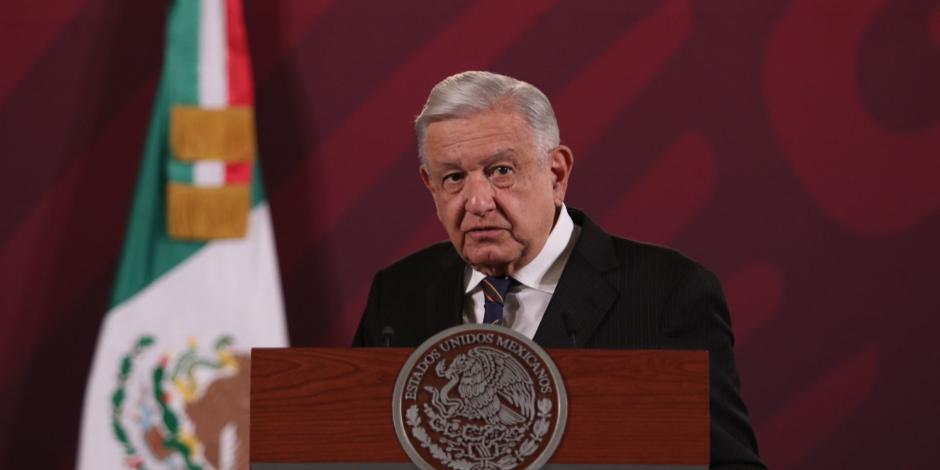 Presidente López Obrador, durante conferencia de prensa matutina en Palacio Nacional.