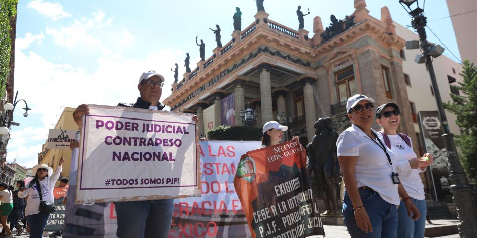 La última marcha registrada en favor del PJF, el domingo pasado, en Guanajuato.