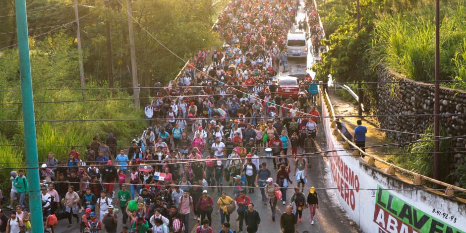 Caravana de migrantes que partió desde Tapachula.