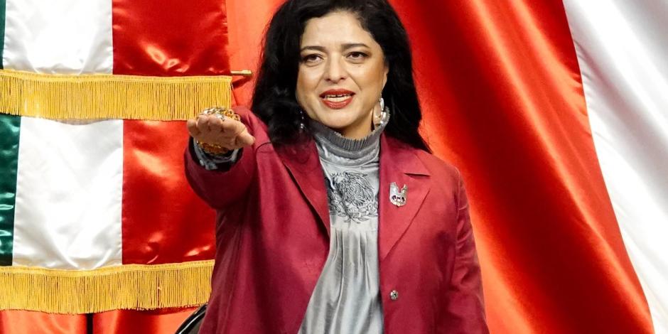 Alejandra Frausto Guerrero en la Cámara de Diputados, ayer.