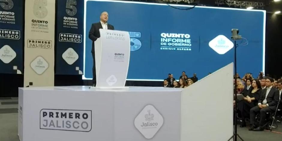 Enrique Alfaro al dar mensaje por Quinto Informe de Gobierno.