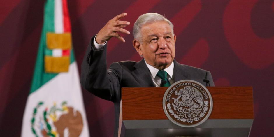 Presidente López Obrador en conferencia matutina desde Palacio Nacional.
