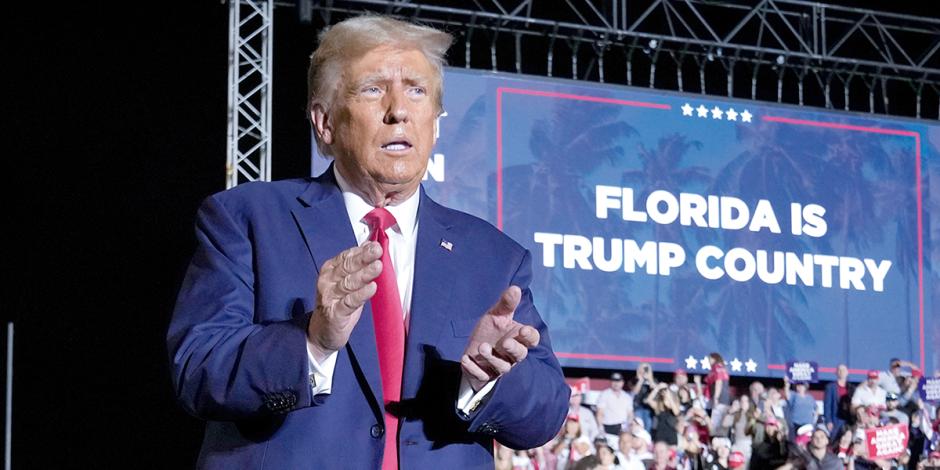 El expresidente republicano, durante un mitin de campaña en Florida, el pasado miércoles 8 de noviembre.