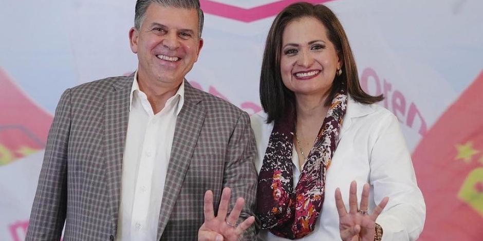 Alma Alcaraz, candidata de Morena para la gubernatura de Guanajuato, junto a Ricardo Sheffield, ex titular de Profeco.