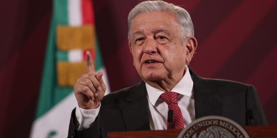 Presidente López Obrador, durante conferencia de prensa en Palacio Nacional.