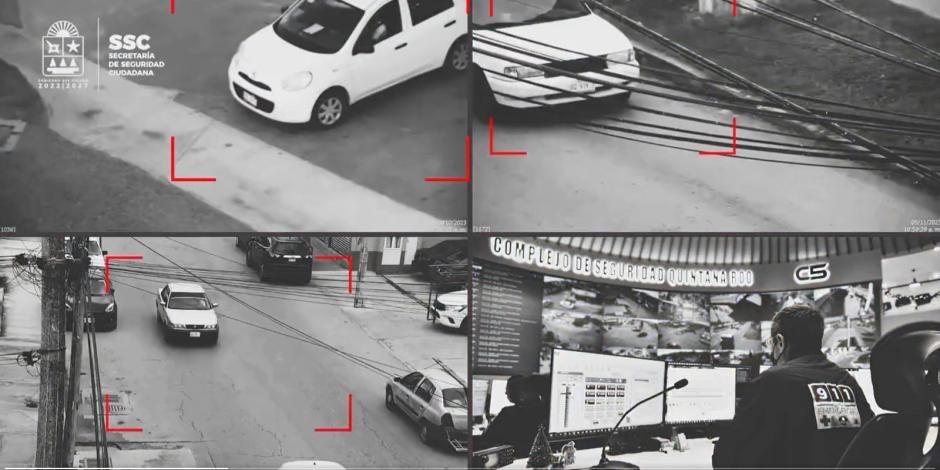 Imagen del momento en que fueron ubicados los vehículos con reporte de robo.