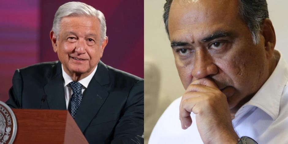 El presidente López Obrador (izq.) responsabilizó a Héctor Astudillo (der.) por protesta; éste responde que le informaron mal.