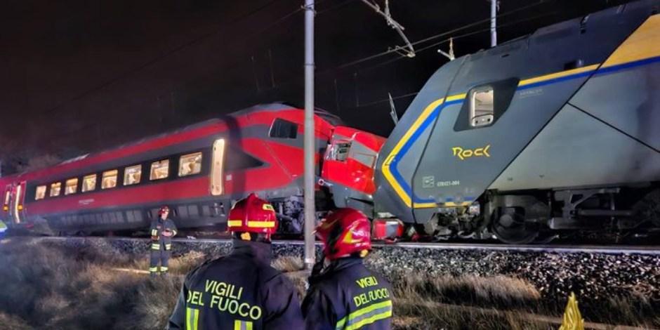 Choque de 2 trenes deja 17 personas heridas en Italia.