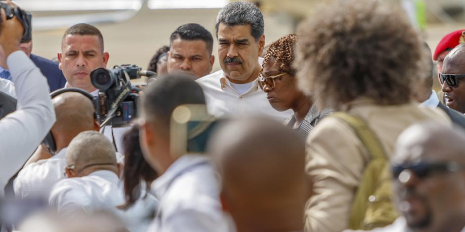 El líder chavista, Nicolás Maduro, al llegar a San Vicente, ayer.