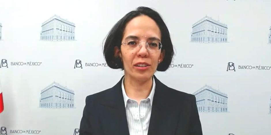 Alejandrina Salcedo, directora de Investigación Económica del Banco de México, en videoconferencia, ayer.